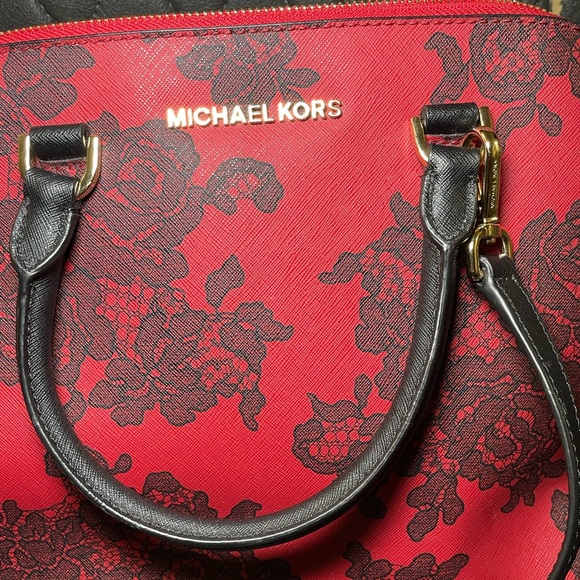 Michael Kors Red Floral Lace Handbag - Picture 1 of 3